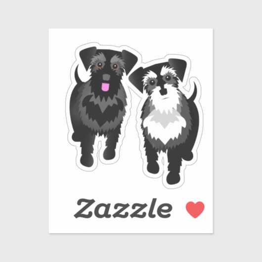Ik hou van mijn twee Schattigee schnauzers Sticker (Vel)