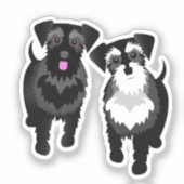 Ik hou van mijn twee Schattigee schnauzers Sticker (Voorkant)