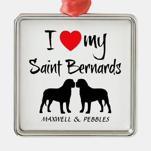 Ik hou van mijn twee sint bernard honden metalen ornament (Voorkant)