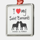 Ik hou van mijn twee sint bernard honden metalen ornament (Links)