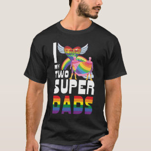 Ik hou van mijn twee super vaders lgbt trots gay v t-shirt