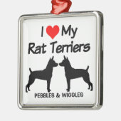 Ik hou van mijn twee terrier-honden metalen ornament (Links)