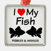 Ik hou van mijn twee vissilhouette metalen ornament (Voorkant)