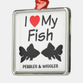 Ik hou van mijn twee vissilhouette metalen ornament (Links)