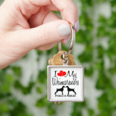 Ik hou van mijn twee Weimaraners Custom Sleutelhan Sleutelhanger (Hand)