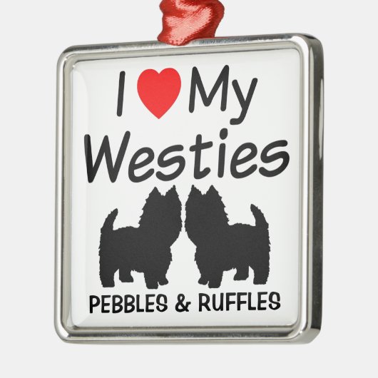Ik hou van mijn twee Westie Dogs Ornament (Links)