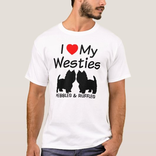 Ik hou van mijn twee Westie honden T-shirt (Voorkant)