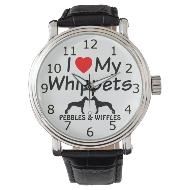 Ik hou van mijn twee Whippet Dogs Horloge (Voorkant)