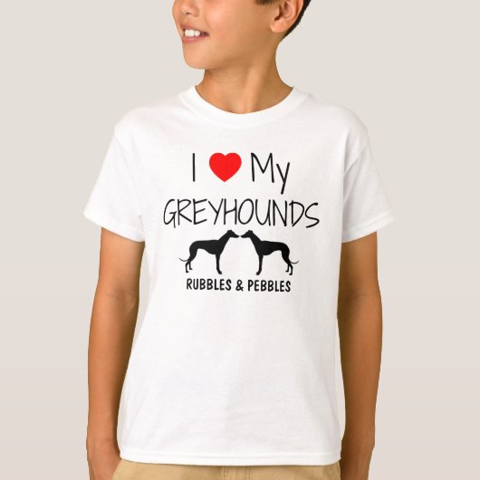 Ik hou van mijn twee windhonden t-shirt (Voorkant)