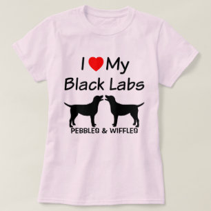 Ik hou van mijn twee zwarte labs t-shirt
