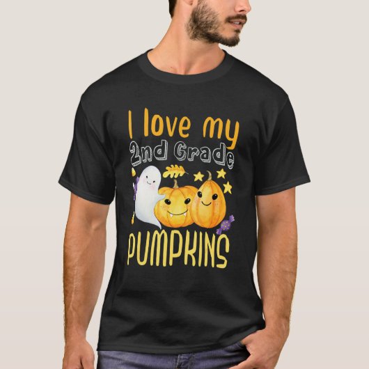 Ik hou van mijn tweede klas pomkins Funny Teacher  T-shirt (Voorkant)