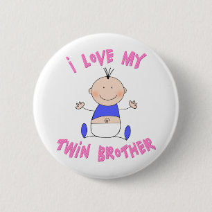 Ik hou van mijn tweelingbroer ronde button 5,7 cm