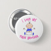 Ik hou van mijn tweelingbroer ronde button 5,7 cm (Voorkant /achterkant)