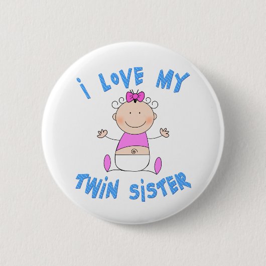 Ik hou van mijn tweelingzuster ronde button 5,7 cm (Voorkant)