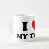 Ik hou van mijn twein koffiemok (Voorkant links)