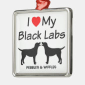 Ik hou van mijn TWO Black Lab-honden Metalen Ornament (Links)