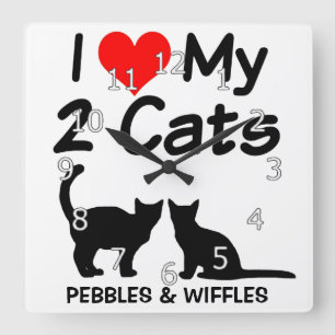 Ik hou van mijn TWO Cats Silhouette Vierkante Klok