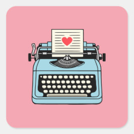 Ik hou van mijn typemachine vierkante sticker
