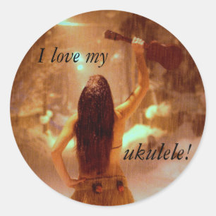 Ik hou van mijn ukelele! ronde sticker