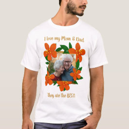 Ik hou van mijn vader en moeder Oranje rode bloeme T-shirt
