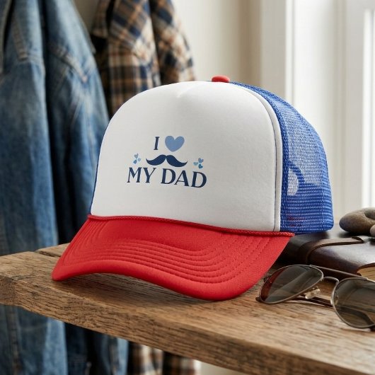 Ik hou van mijn vader Grappig snor ontwerp Trucker Pet