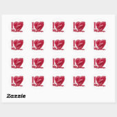 Ik hou van mijn vader rood - hart ronde sticker (Vel)