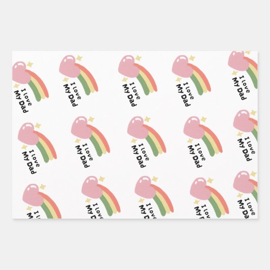 Ik hou van mijn vader Vaderdag verjaardagscadeau o Inpakpapier Vel (Voorkant 3)