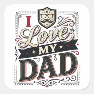 Ik hou van mijn vader Vintage Vaderdag Sticker   C