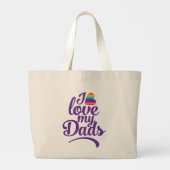 Ik hou van mijn vaders - LGBTQ Vaderdag Pride Grote Tote Bag (Achterkant)