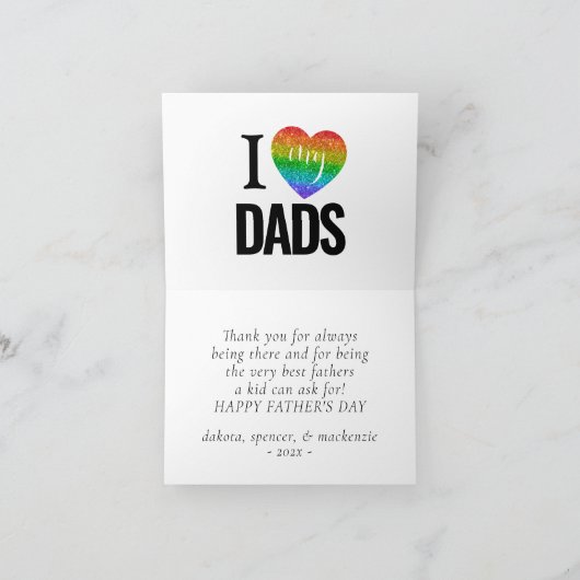 Ik hou van mijn vaders | Rainbow Heart Pride Vader Kaart (Binnen)