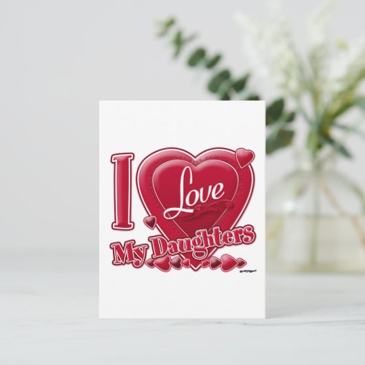 Ik hou van mijn vaders rood - hart briefkaart (Staand voorkant)