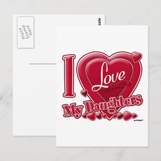 Ik hou van mijn vaders rood - hart briefkaart (Voorkant / Achterkant)