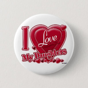 Ik hou van mijn vaders rood - hart ronde button 5,7 cm