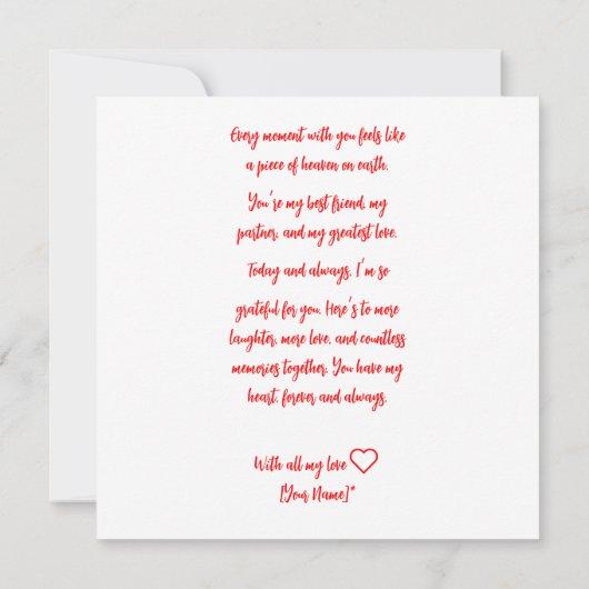 Ik hou van mijn Valentijn speciale Valentijnsdag g Kaart (Achterkant)