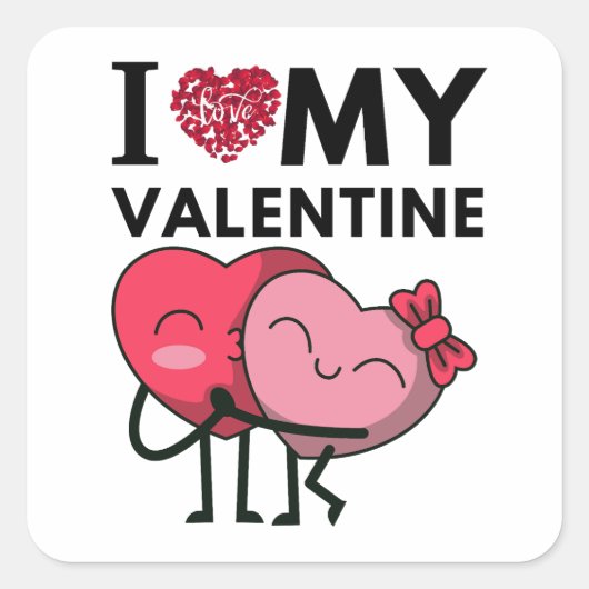 Ik hou van mijn Valentijn speciale Valentijnsdag g Vierkante Sticker (Voorkant)