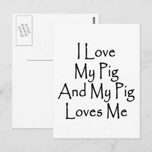 Ik hou van mijn varken en mijn varken houdt van mi briefkaart (Voorkant / Achterkant)