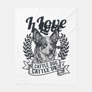 Ik hou van mijn veehond vintage graveerontwerp_1 fleece deken