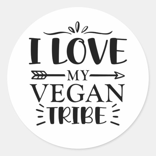 Ik hou van mijn Vegan Tribe. Ronde Sticker (Voorkant)