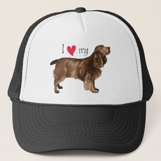 Ik hou van mijn Veldspaniel Trucker Pet (Voorkant)