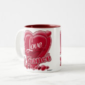 Ik hou van mijn verloofde rood - hart tweekleurige koffiemok (Voorkant links)