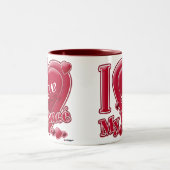 Ik hou van mijn verloofde rood - hart tweekleurige koffiemok (Center)
