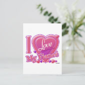 Ik hou van mijn verloofde roze/paars - hart briefkaart (Staand voorkant)