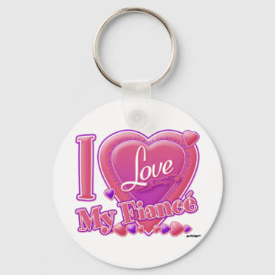 Ik hou van mijn verloofde roze/paars - hart sleutelhanger