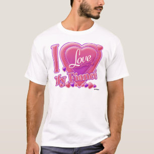 Ik hou van mijn verloofde roze/paars - hart t-shirt