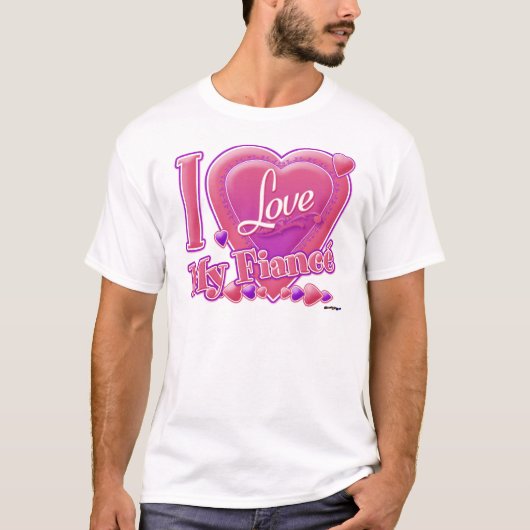 Ik hou van mijn verloofde roze/paars - hart t-shirt (Voorkant)