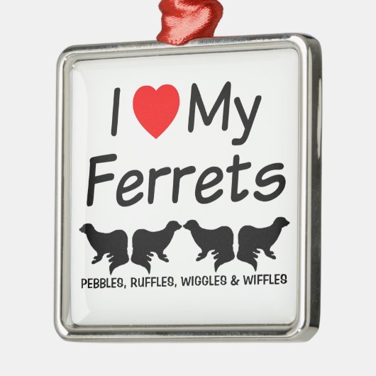 Ik hou van mijn vier fretten metalen ornament (Links)