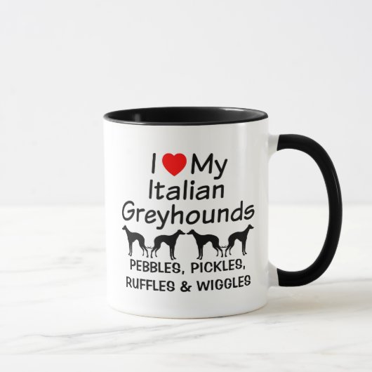 Ik hou van mijn vier Italiaanse windhonden Mok (Rechts)