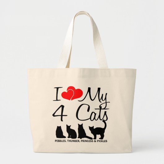 Ik hou van mijn vier katten grote tote bag (Voorkant)
