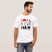 Ik hou van mijn vier katten t-shirt (Voorkant volledig)