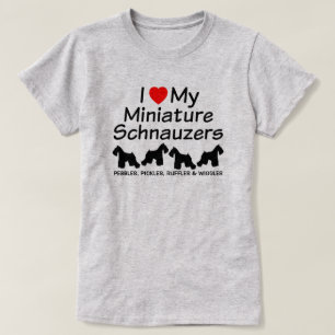 Ik hou van mijn vier miniatuur Schnauzer Dogs Shir T-shirt